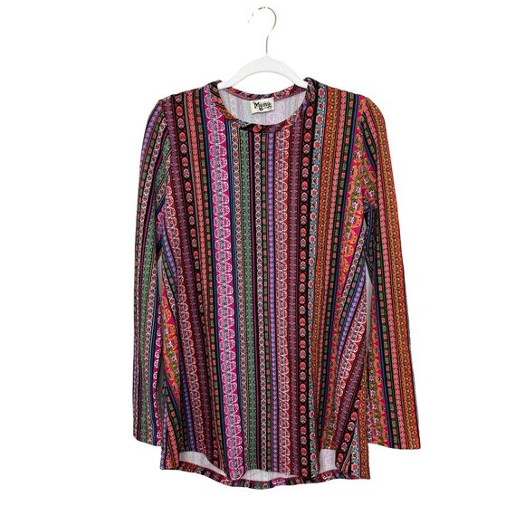 Show Me Your Mumu John Bell Sweater Size Medium Top Colorful Stripe Long Sleeve - Picture 2 of 7